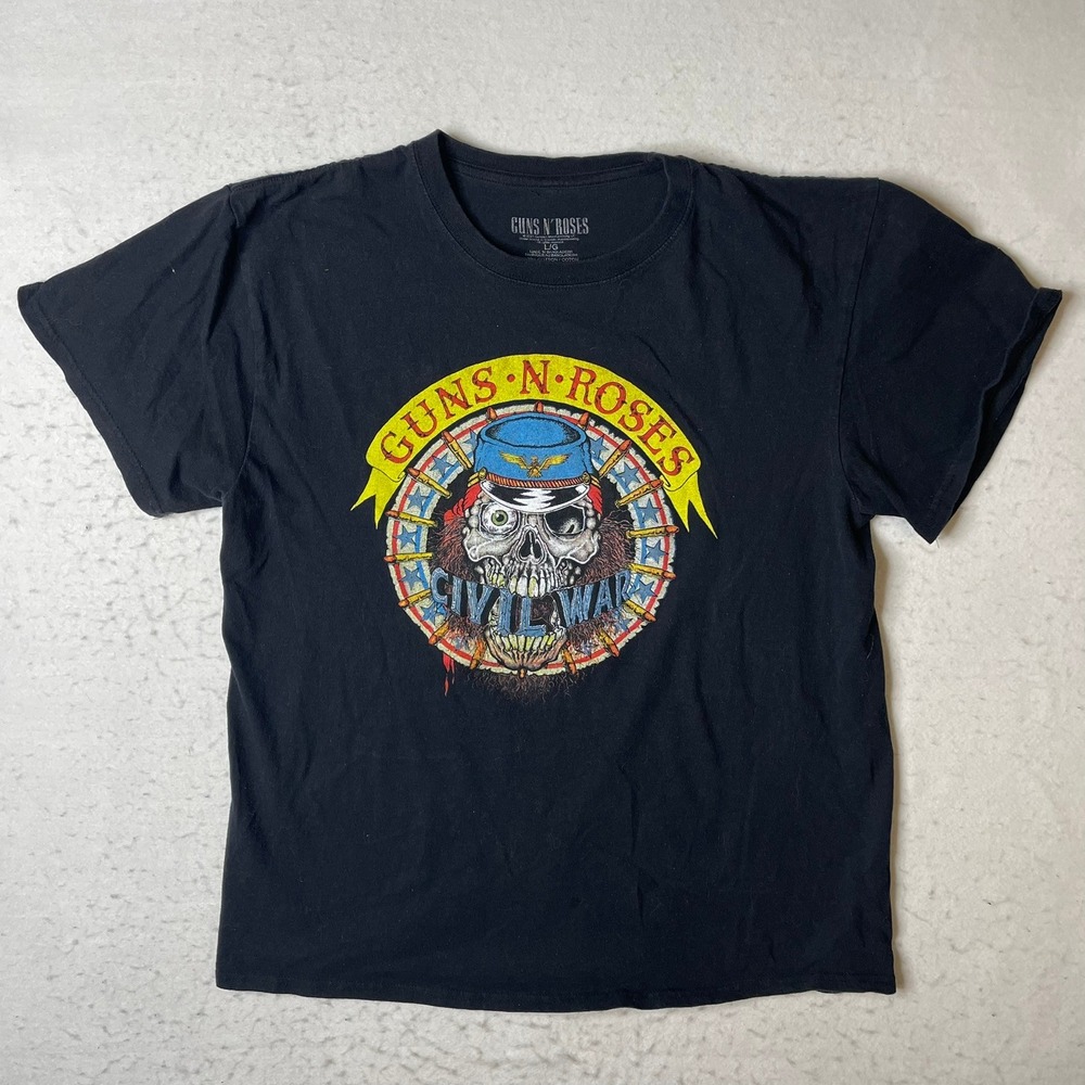 Guns N Roses Civil War Skull T‎ Shirt Black Size L G